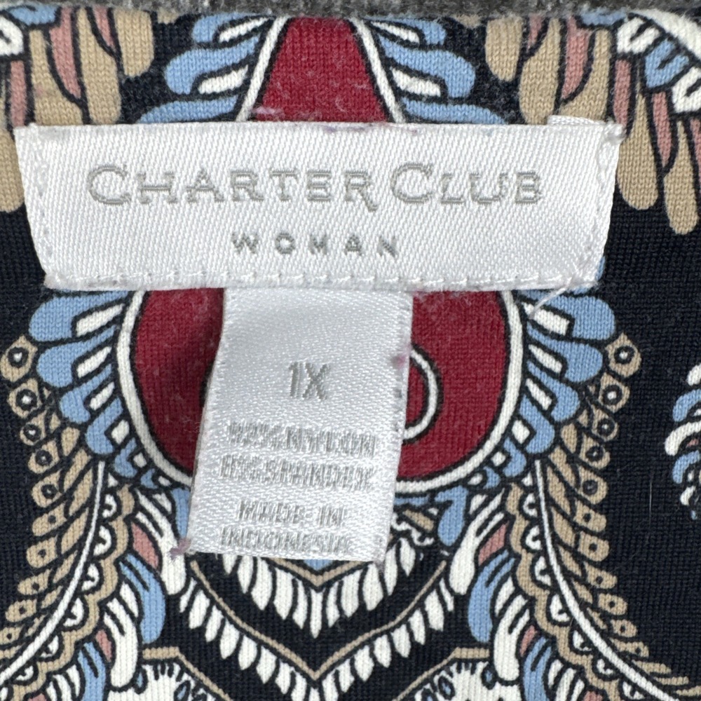 Charter Club Woman V-Neck Paisley Career Blouse Top Women's Plus 1X - Picture 3 of 5